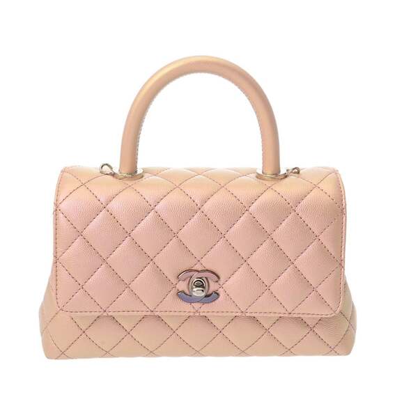 CHANEL Matelassé Top Handle Flap Bag XS Metallic Pink A92990 Women's Caviar S... - Picture 2 of 11